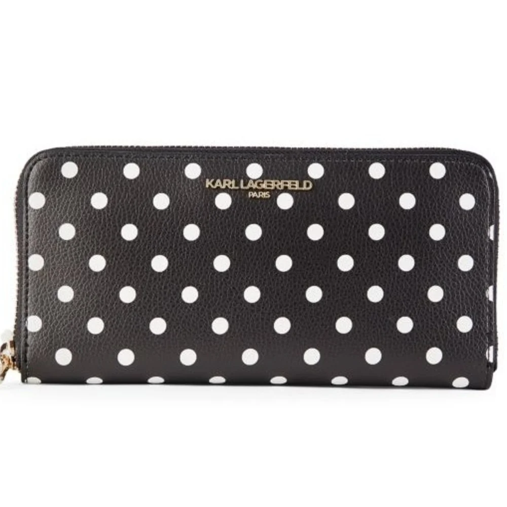 Karl Lagerfeld Black and White Polka Dot Wallet